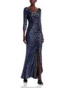 Chiara Boni La Petite Robe Akinari Gathered Sequin Gown In Myrtille