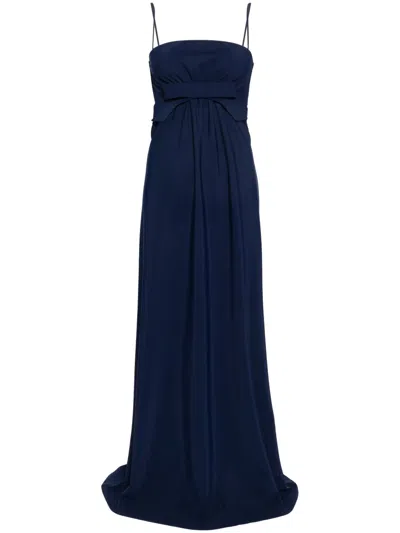 Chiara Boni La Petite Robe Bow-detail Maxi Dress In Blue