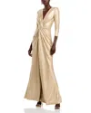 Chiara Boni La Petite Robe Arata Twist Front Long Gown In Gold