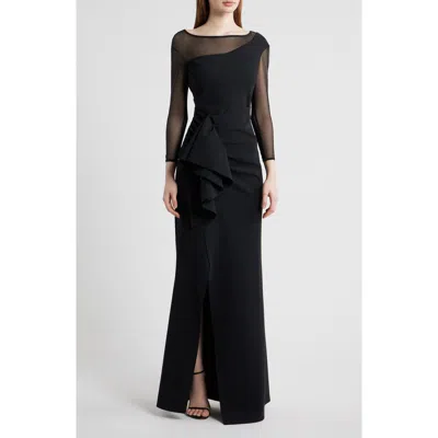 Chiara Boni La Petite Robe Aroma Illusion Ruffle Mermaid Gown In Black