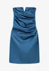 Chiara Boni La Petite Robe Arya Satin Draped Mini Dress In Blue