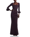 Chiara Boni La Petite Robe Astra Flare Sleeve Gown In Boysenberry