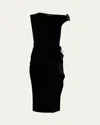 Chiara Boni La Petite Robe Asymmetric Bodycon Velvet Dress In Black