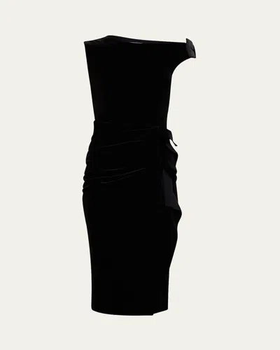 CHIARA BONI LA PETITE ROBE ASYMMETRIC BODYCON VELVET DRESS