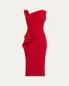 Chiara Boni La Petite Robe Side Draped Cocktail Dress In Red