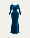Chiara Boni La Petite Robe Jaslette Satin-embellished Velvet Mermaid Gown In Blue