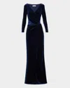 Chiara Boni La Petite Robe Axas Side-twist Velvet Trumpet Gown In Navy