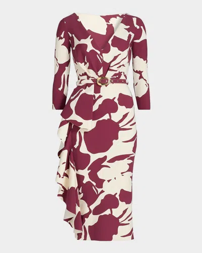 Chiara Boni La Petite Robe Ayaan Floral-print Ruffle Midi Sheath Dress In Multi