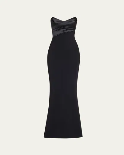 Chiara Boni La Petite Robe Bairei Strapless Jersey Column Gown In Black