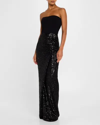 Chiara Boni La Petite Robe Baloc Strapless Sequin Column Gown In Black