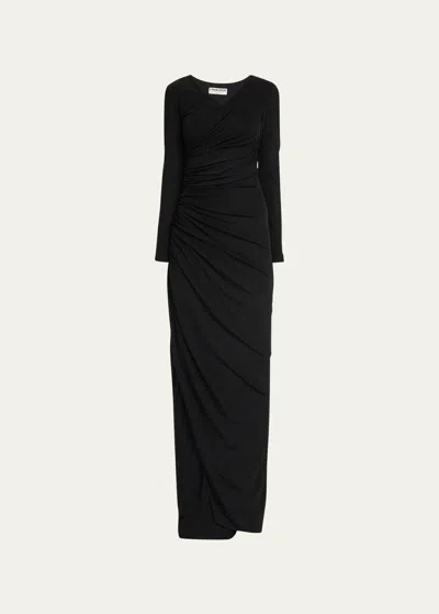 Chiara Boni La Petite Robe Bello Ruched Jersey Column Gown In Black