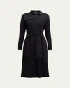 Chiara Boni La Petite Robe Belted A-line Midi Shirtdress In Black