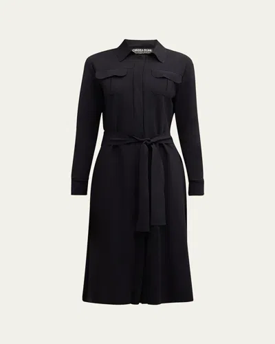Chiara Boni La Petite Robe Belted A-line Midi Shirtdress In Black