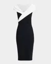 Chiara Boni La Petite Robe Benje Two-tone Sheath Dress In Black