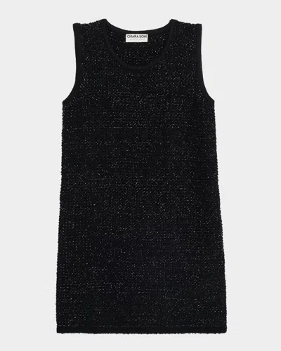 Chiara Boni La Petite Robe Bilok Sleeveless Shimmer Knit Mini Dress In Black