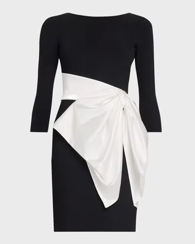 Chiara Boni La Petite Robe Boat-neck Bow Mini Dress In Blackwhite