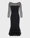 Chiara Boni La Petite Robe Boat-neck Illusion Midi Dress In Black