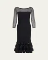 Chiara Boni La Petite Robe Boat-neck Illusion Midi Dress In Black