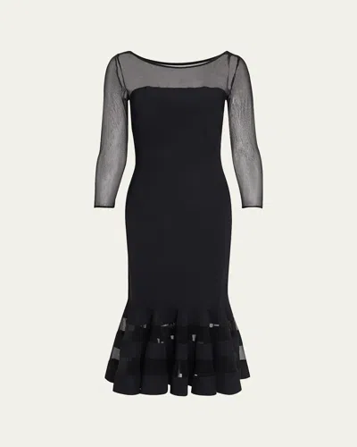 CHIARA BONI LA PETITE ROBE BOAT-NECK ILLUSION MIDI DRESS