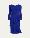 Chiara Boni La Petite Robe Bodycon Ruffle Midi Dress In Inchiostro