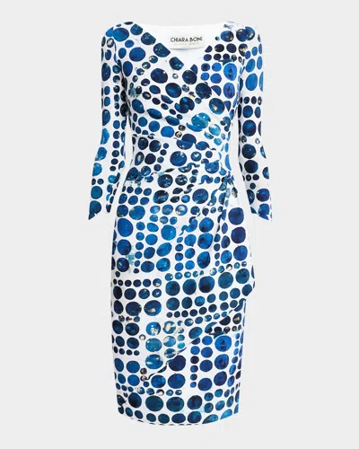 Chiara Boni La Petite Robe Charisse Pleated Dot-print Bodycon Dress In Nice Dots
