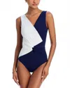 Chiara Boni La Petite Robe Classic Filly One Piece Swimsuit In Navy / White In Blue