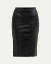 Chiara Boni La Petite Robe Crocodile-embossed Faux Leather Midi Skirt In Black