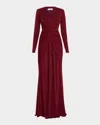 Chiara Boni La Petite Robe Deep V-neck Shimmer Twist Gown In Garnet