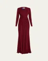 Chiara Boni La Petite Robe Deep V-neck Shimmer Twist Gown In Garnet