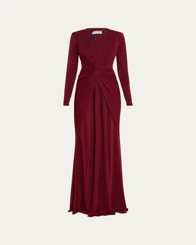 CHIARA BONI LA PETITE ROBE DEEP V-NECK SHIMMER TWIST GOWN