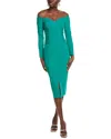 Chiara Boni La Petite Robe Ruched Off-shoulder Bodycon Midi Dress In Green