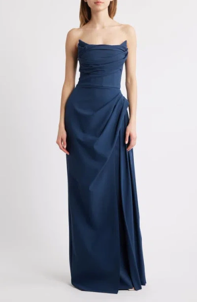 Chiara Boni La Petite Robe Dotai Strapless Gown In Arctic Blue