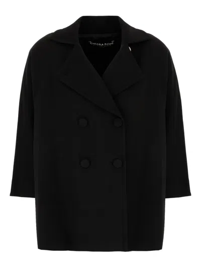Chiara Boni La Petite Robe Double-breasted Wool Coat In Black