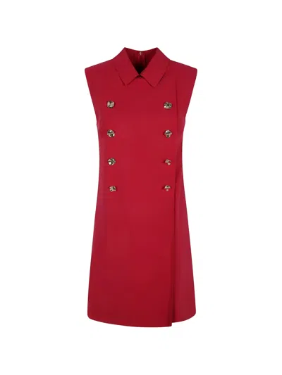 Chiara Boni La Petite Robe Double-breasted Sleeveless Mini Dress In Red