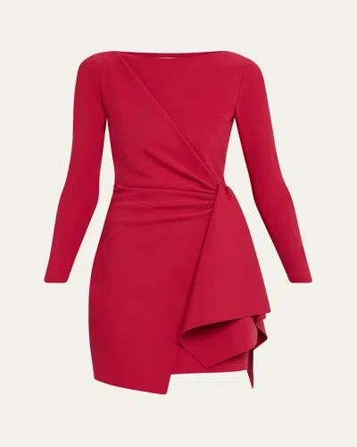 Chiara Boni La Petite Robe Draped Boat-neck Mini Dress In Red