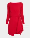 Chiara Boni La Petite Robe Draped Boat-neck Mini Dress In Red