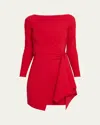 Chiara Boni La Petite Robe Draped Boat-neck Mini Dress In Red