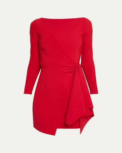 Chiara Boni La Petite Robe Draped Boat-neck Mini Dress In Red