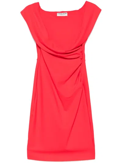 Chiara Boni La Petite Robe Draped-detail Midi Dress In Red