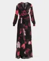Chiara Boni La Petite Robe Draped Floral-print Georgette Gown In Black