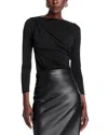 Chiara Boni La Petite Robe Draped Long Sleeve Top In Black