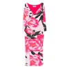 Chiara Boni La Petite Robe Ruched Floral-print Bodycon Midi Dress In Pink
