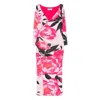Chiara Boni La Petite Robe Ruched Floral-print Bodycon Midi Dress In Pink
