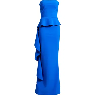 Chiara Boni La Petite Robe Eliska Ruffle Strapless Gown In Blue