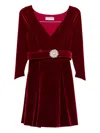 Chiara Boni La Petite Robe Embellished Belted Dress In Burgundy