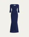 Chiara Boni La Petite Robe Emerentienne Embellished Mermaid Gown In Blu Notte
