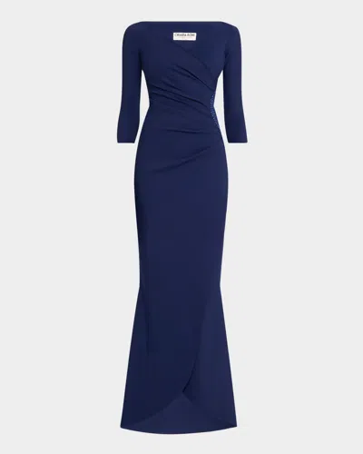 Chiara Boni La Petite Robe Emerentienne Embellished Mermaid Gown In Blu Notte