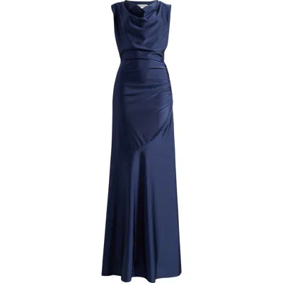 Chiara Boni La Petite Robe Eunia Ruched Sleeveless Gown In Blue