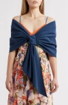 Shop Chiara Boni La Petite Robe Eva Tie Front Shawl In Arctic Blue