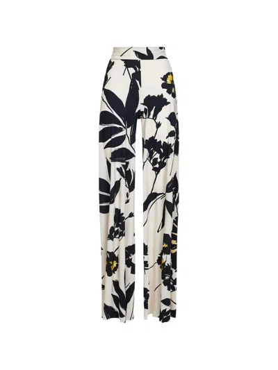 Chiara Boni La Petite Robe Floral-print High-waisted Trousers In Black